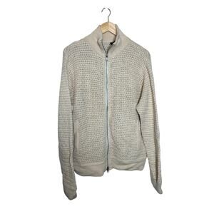 DKNY Men's 100% Merino Wool Full Zip Cardigan Sweater Beige Size XL